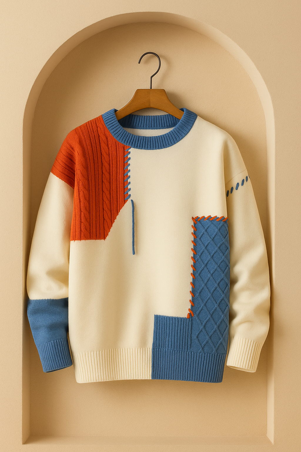 PatchKnit™-tröja – Retro Colour Block