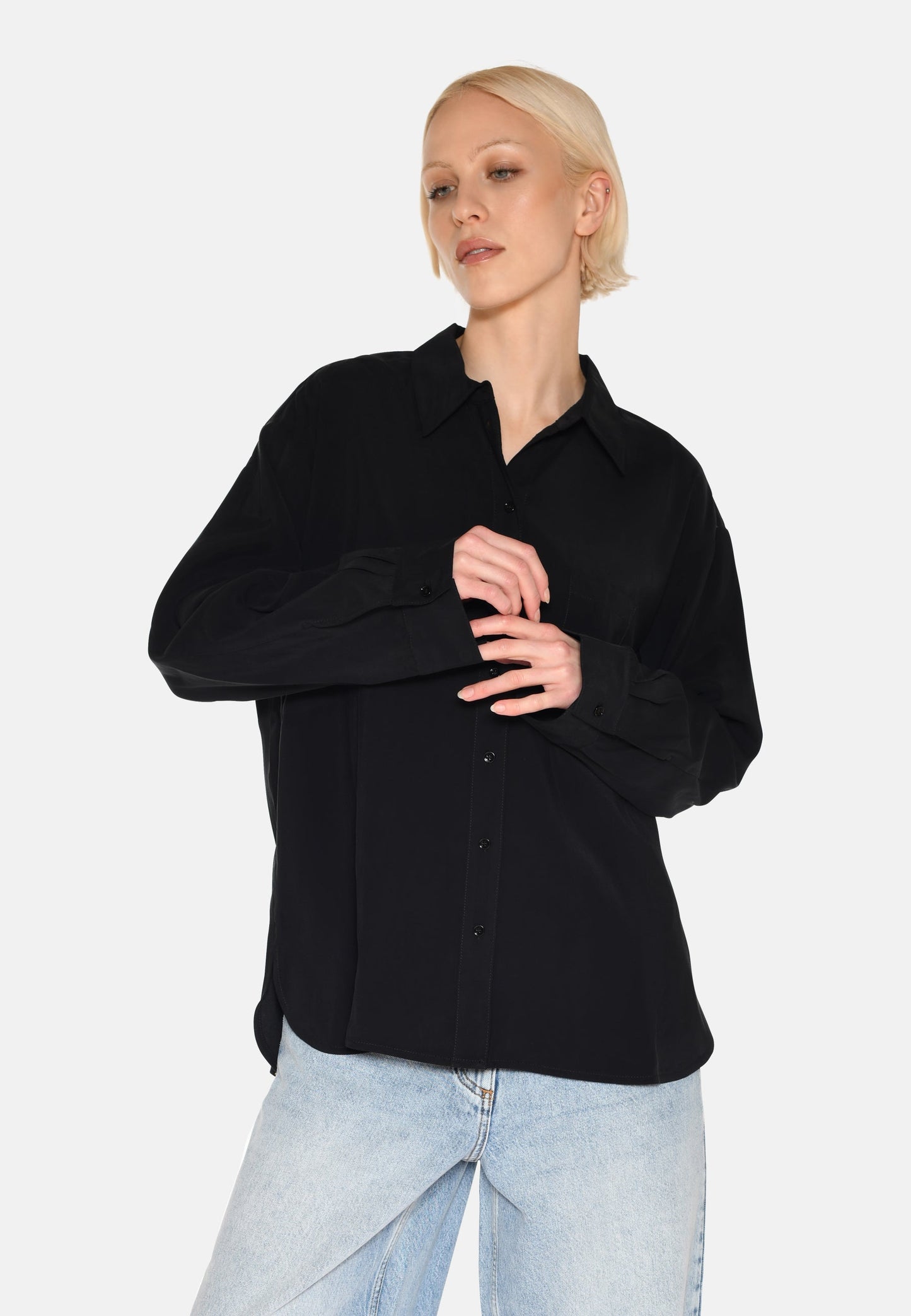 Freja™ | Långärmad tröja med ormbunksmönster | Svart