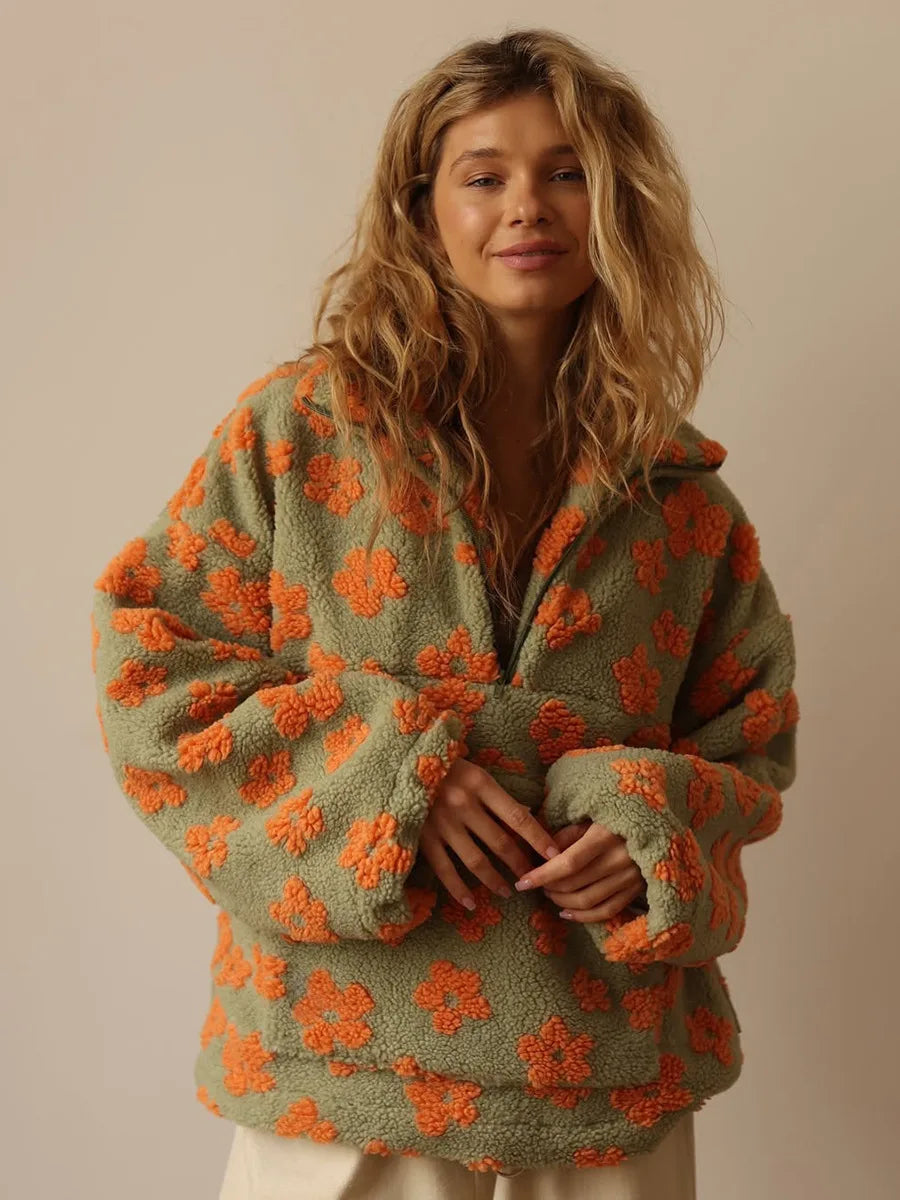Freja™ – Vintage Blommig Fleece Tröja