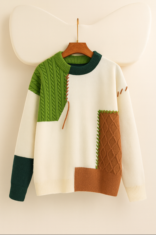 PatchKnit™-tröja – Retro Colour Block