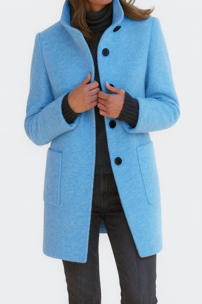 Elina™ – Elegant Damkappa i Ullmix med Hög Krage