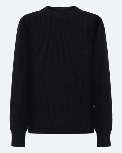 Freja™ | Rob enkel stickad tröja | Svart